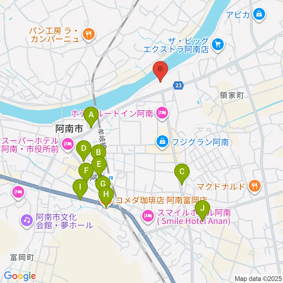 平惣ゲオ阿南センター店周辺のカフェ一覧地図