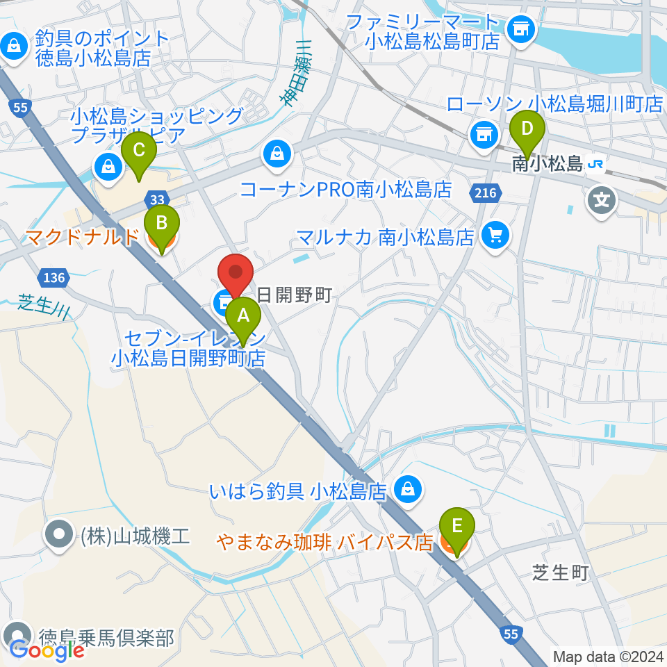 平惣ゲオ小松島店周辺のカフェ一覧地図