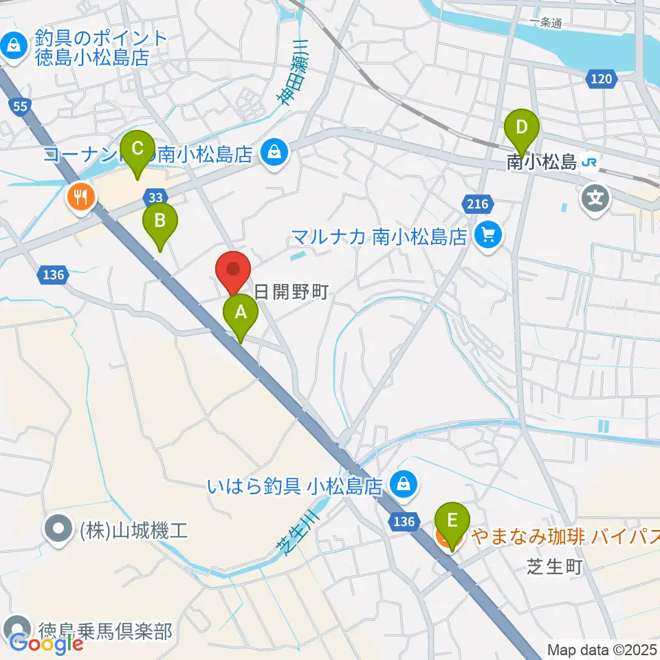 平惣ゲオ小松島店周辺のカフェ一覧地図