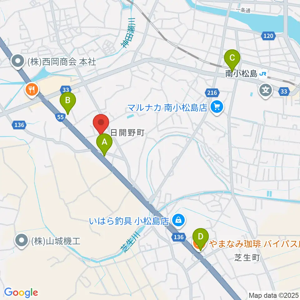 平惣ゲオ小松島店周辺のカフェ一覧地図