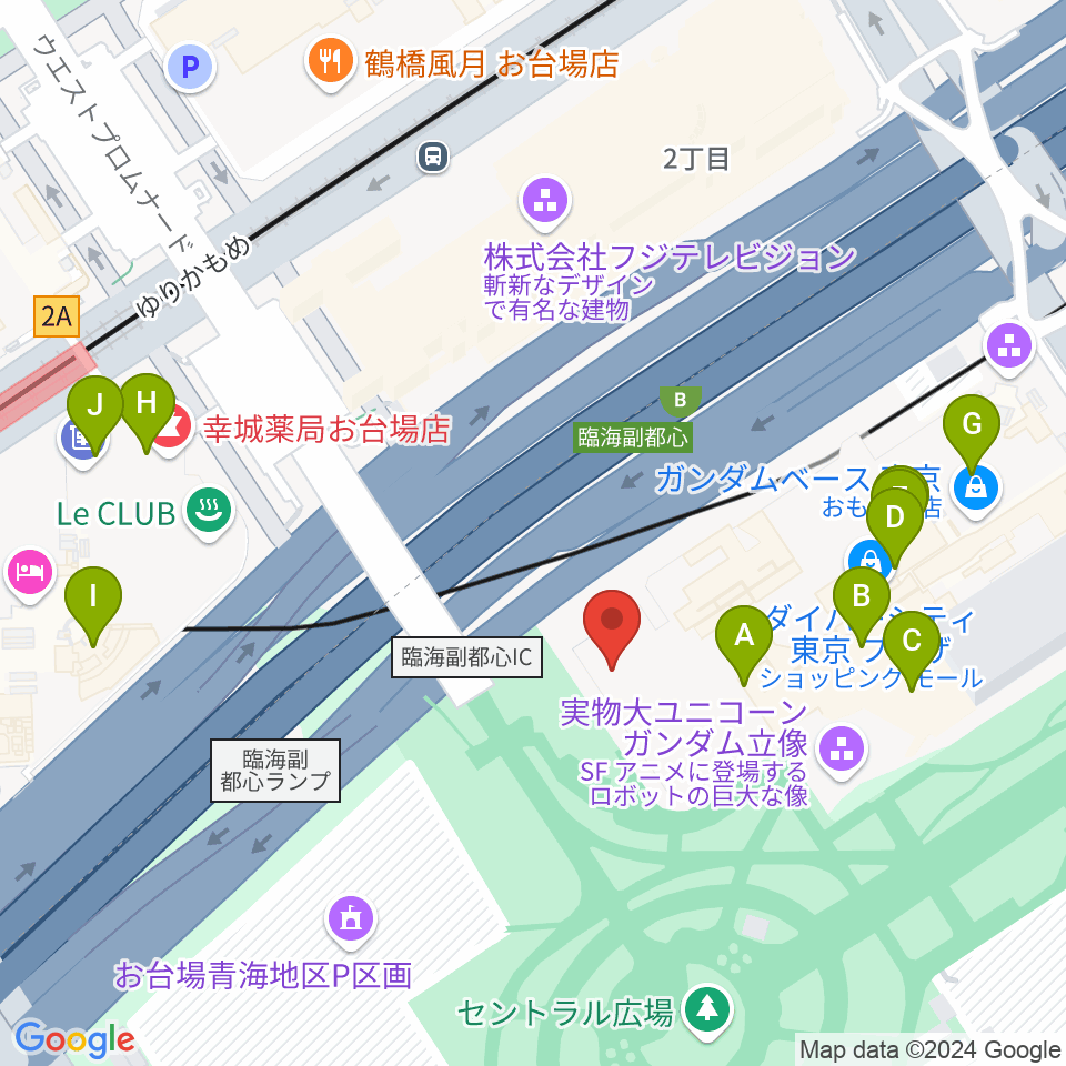 TOWERminiダイバーシティ東京 プラザ店周辺のカフェ一覧地図