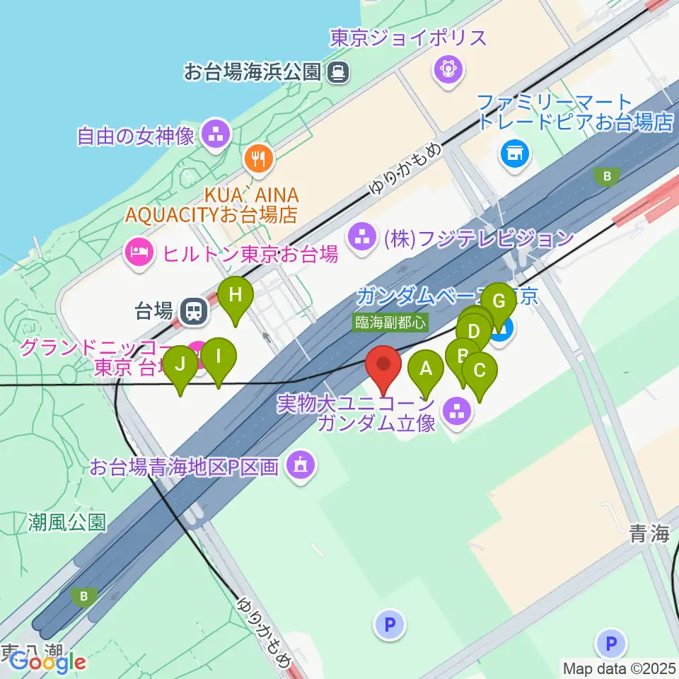 TOWERminiダイバーシティ東京 プラザ店周辺のカフェ一覧地図