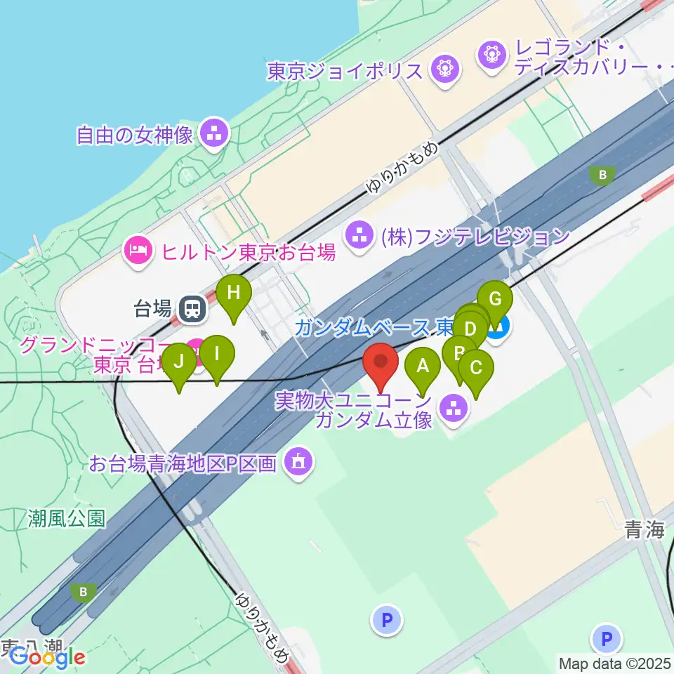 TOWERminiダイバーシティ東京 プラザ店周辺のカフェ一覧地図