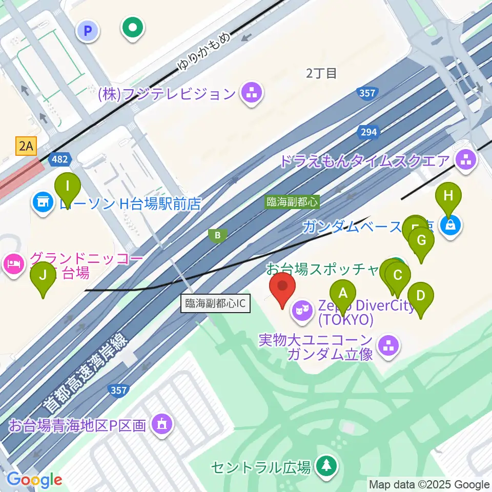 TOWERminiダイバーシティ東京 プラザ店周辺のカフェ一覧地図