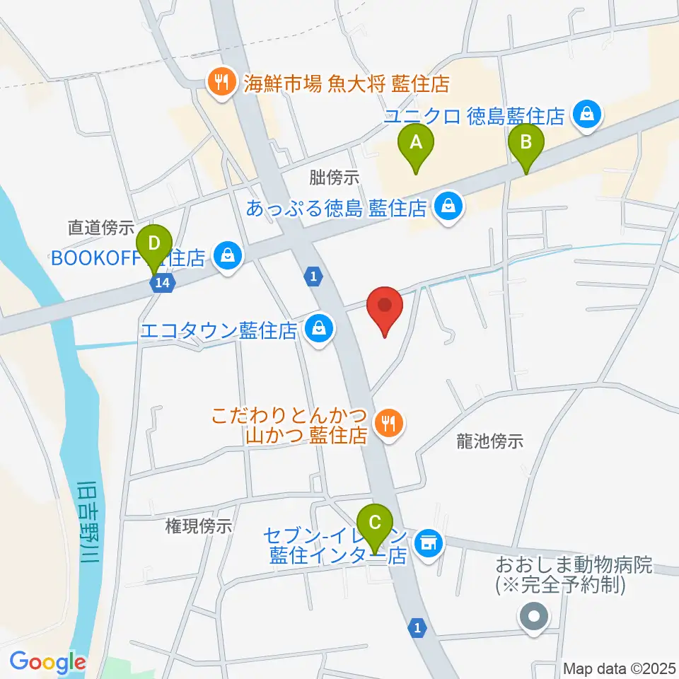 ビデオ100 徳島藍住店周辺のカフェ一覧地図
