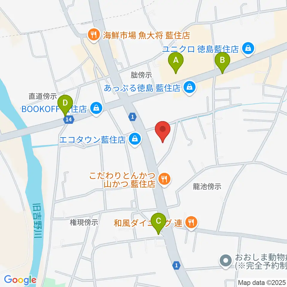 ビデオ100 徳島藍住店周辺のカフェ一覧地図