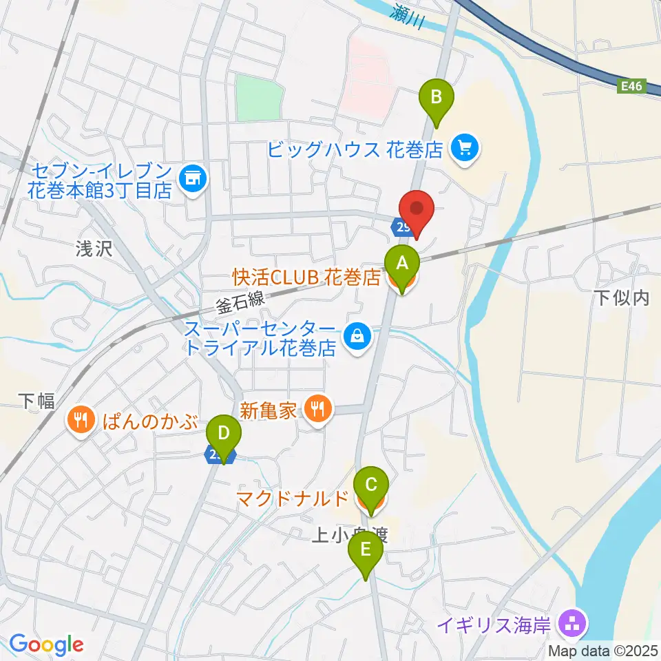 ゲオ花巻店周辺のカフェ一覧地図