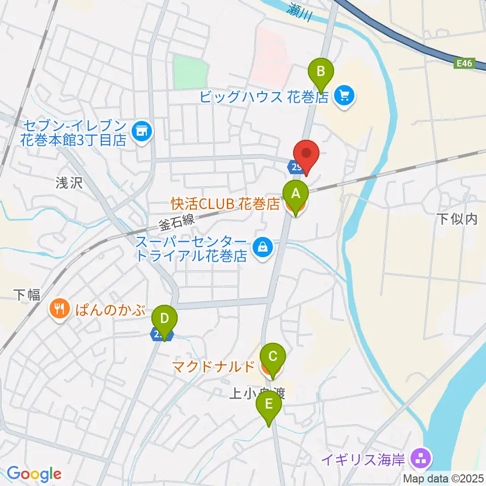 ゲオ花巻店周辺のカフェ一覧地図
