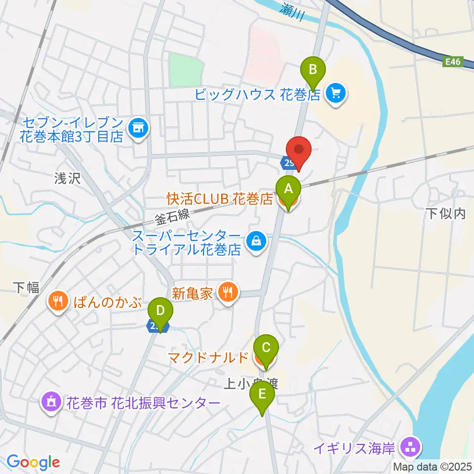 ゲオ花巻店周辺のカフェ一覧地図