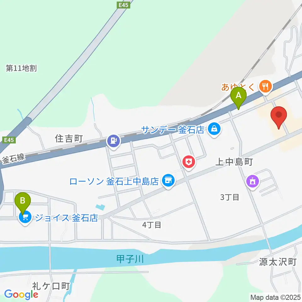 ゲオ釜石店周辺のカフェ一覧地図