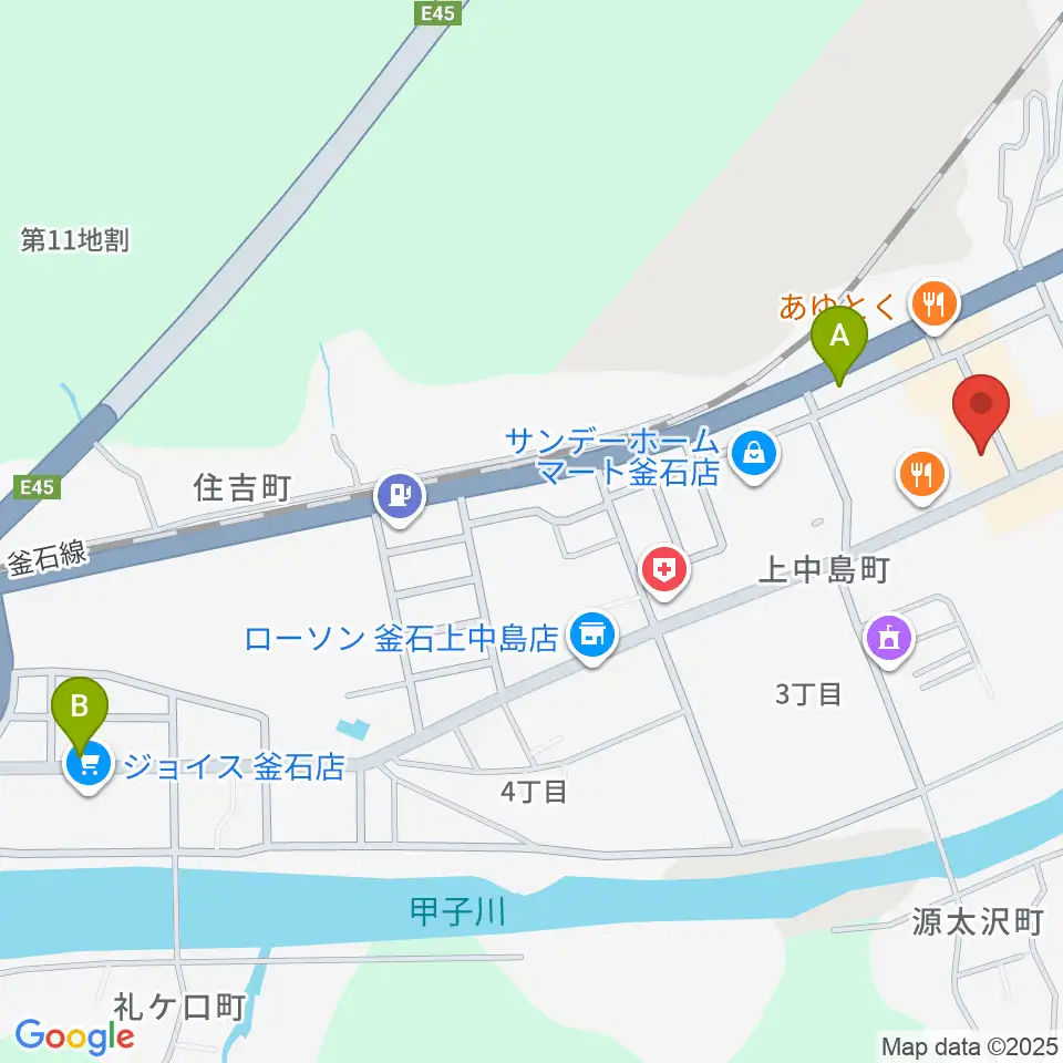 ゲオ釜石店周辺のカフェ一覧地図