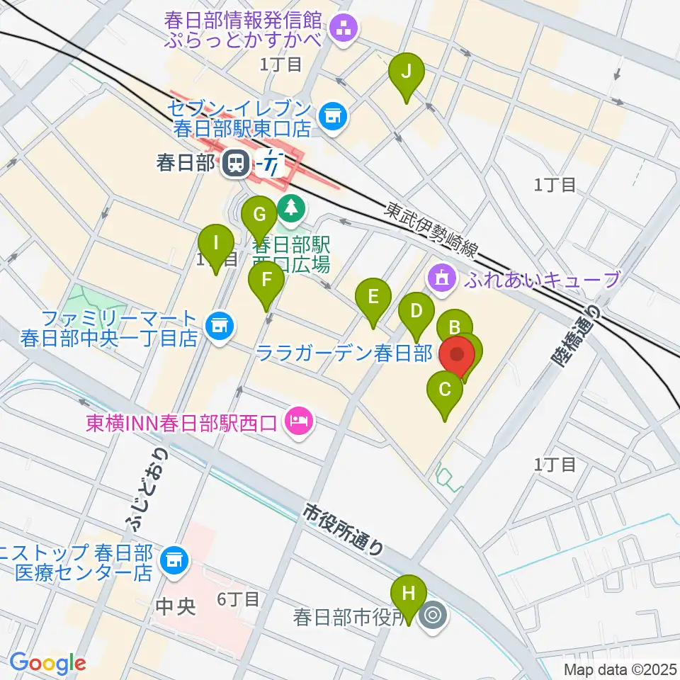 昭和楽器 ユニスタイル春日部周辺のカフェ一覧地図