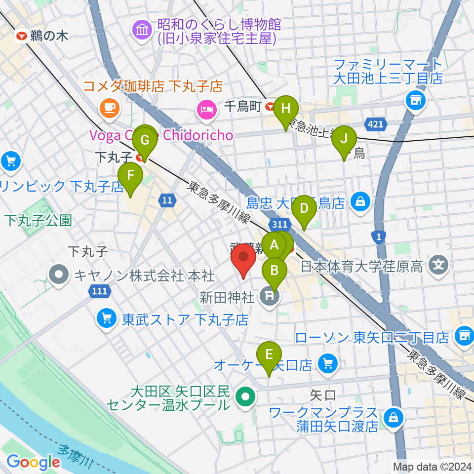 D-plus-stock周辺のカフェ一覧地図