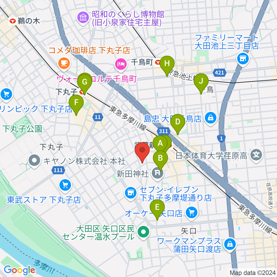 D-plus-stock周辺のカフェ一覧地図