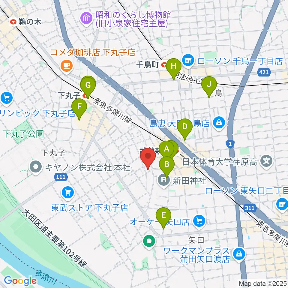 D-plus-stock周辺のカフェ一覧地図