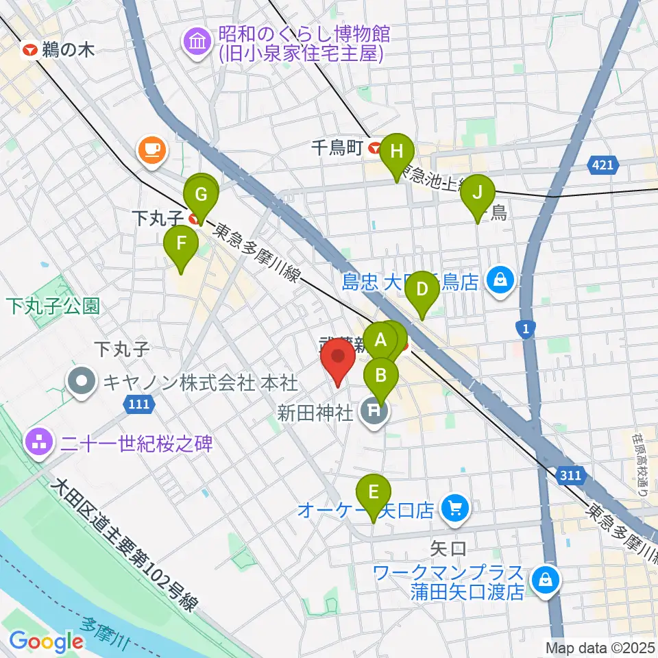 D-plus-stock周辺のカフェ一覧地図