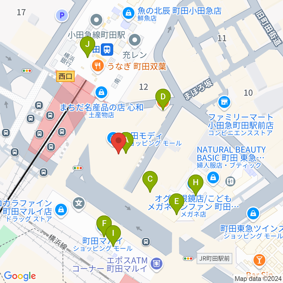 タワーレコード町田店周辺のカフェ一覧地図