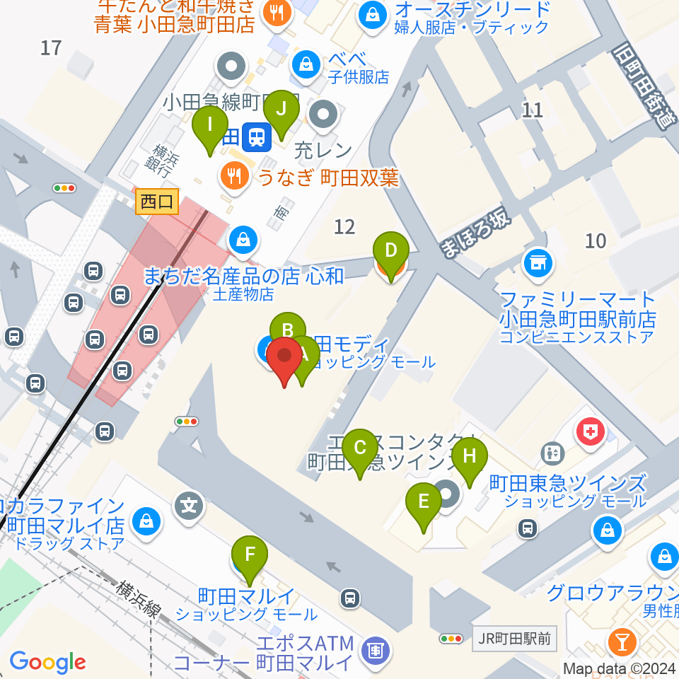 タワーレコード町田店周辺のカフェ一覧地図