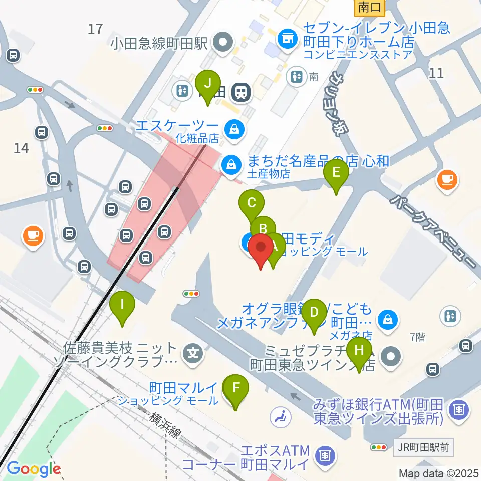 タワーレコード町田店周辺のカフェ一覧地図