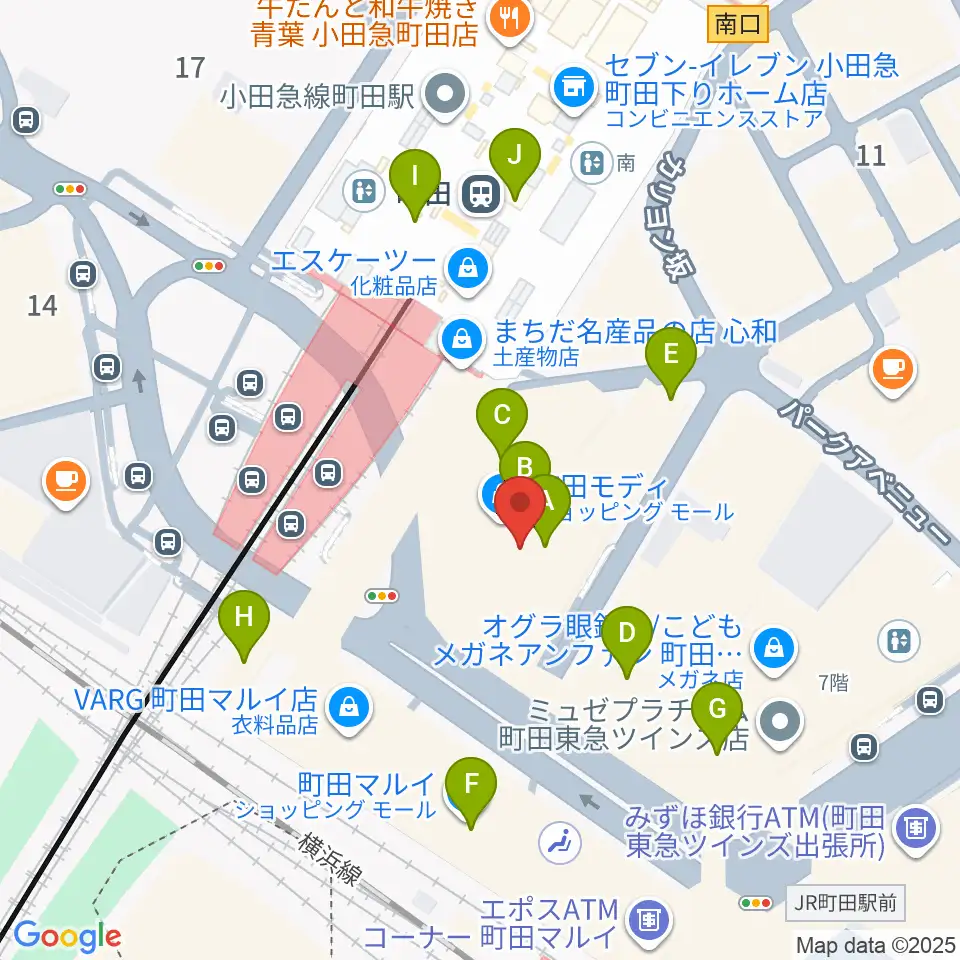 タワーレコード町田店周辺のカフェ一覧地図