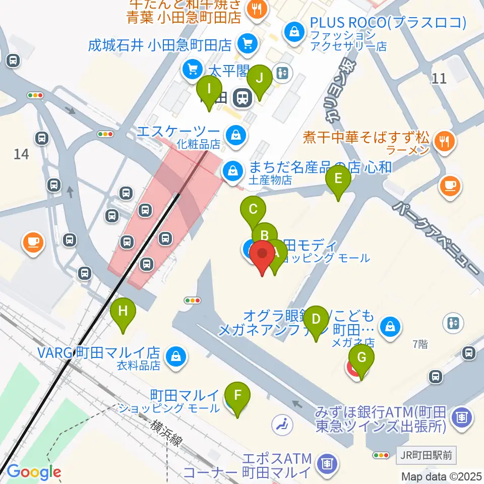 タワーレコード町田店周辺のカフェ一覧地図