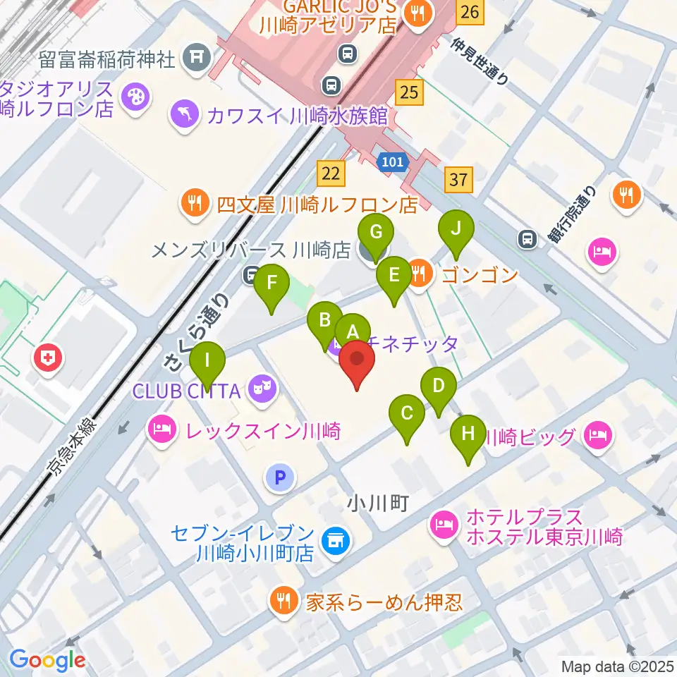 タワーレコード川崎店周辺のカフェ一覧地図