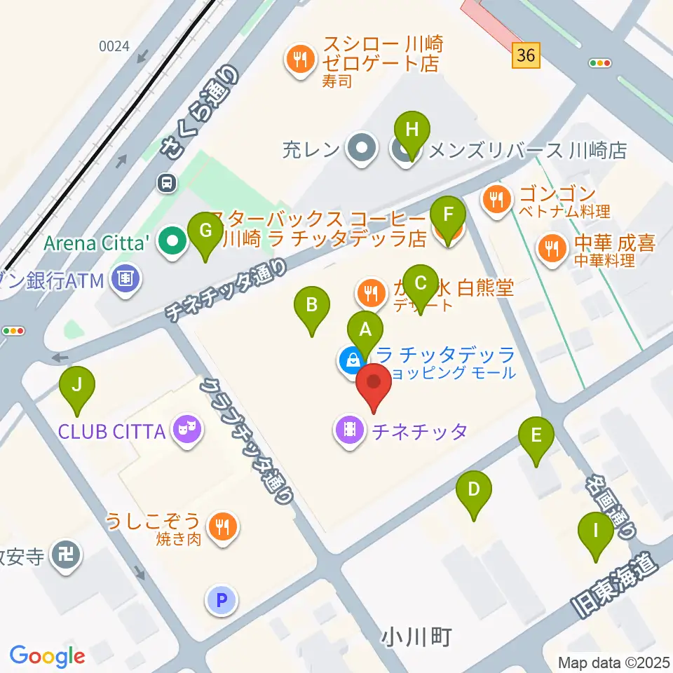 タワーレコード川崎店周辺のカフェ一覧地図