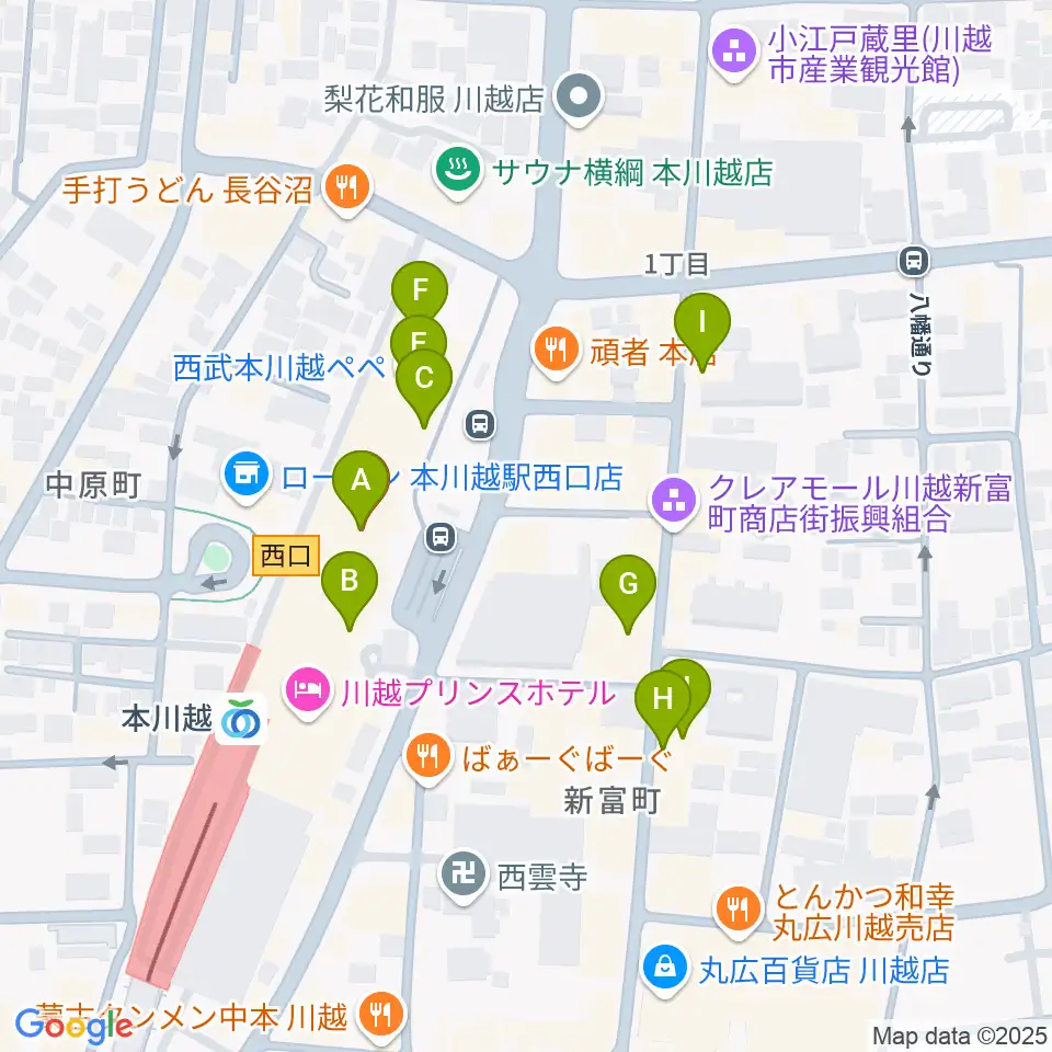 昭和楽器 本川越ぺぺセンター周辺のカフェ一覧地図