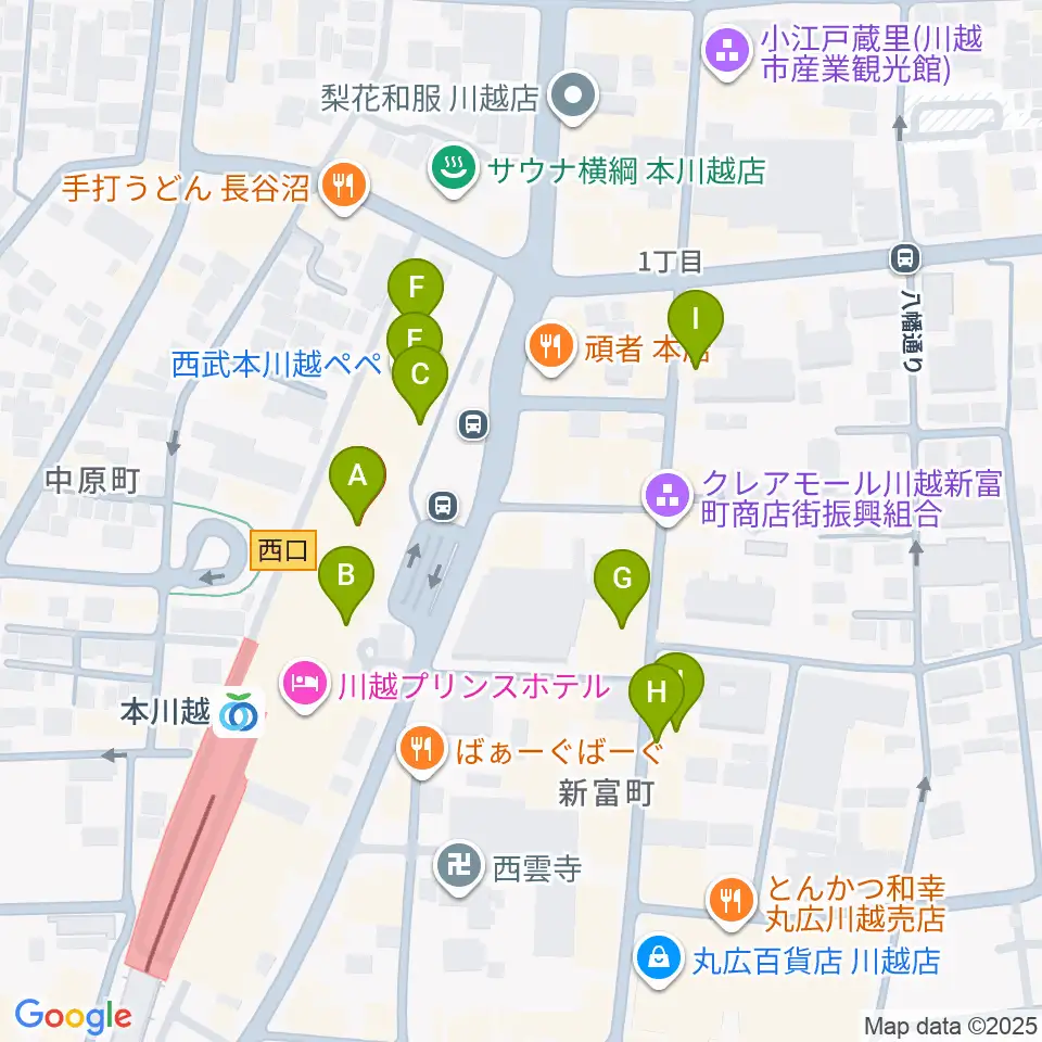 昭和楽器 本川越ぺぺセンター周辺のカフェ一覧地図