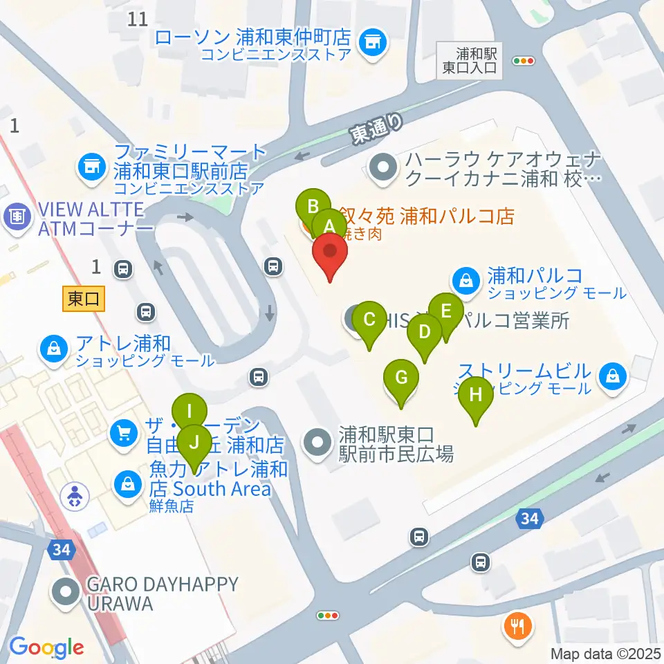 タワーレコード 浦和店周辺のカフェ一覧地図