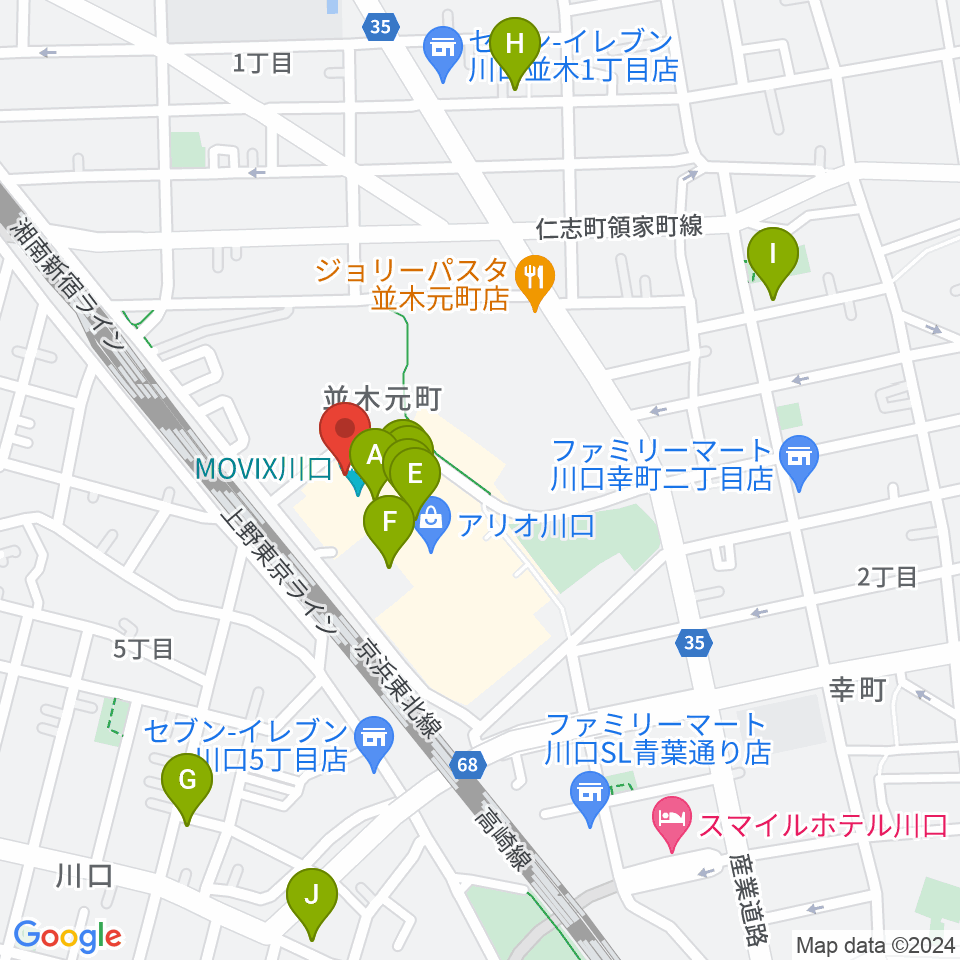 タワーレコード アリオ川口店周辺のカフェ一覧地図