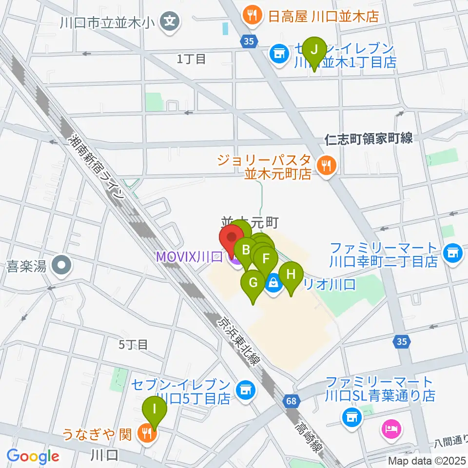 タワーレコード アリオ川口店周辺のカフェ一覧地図