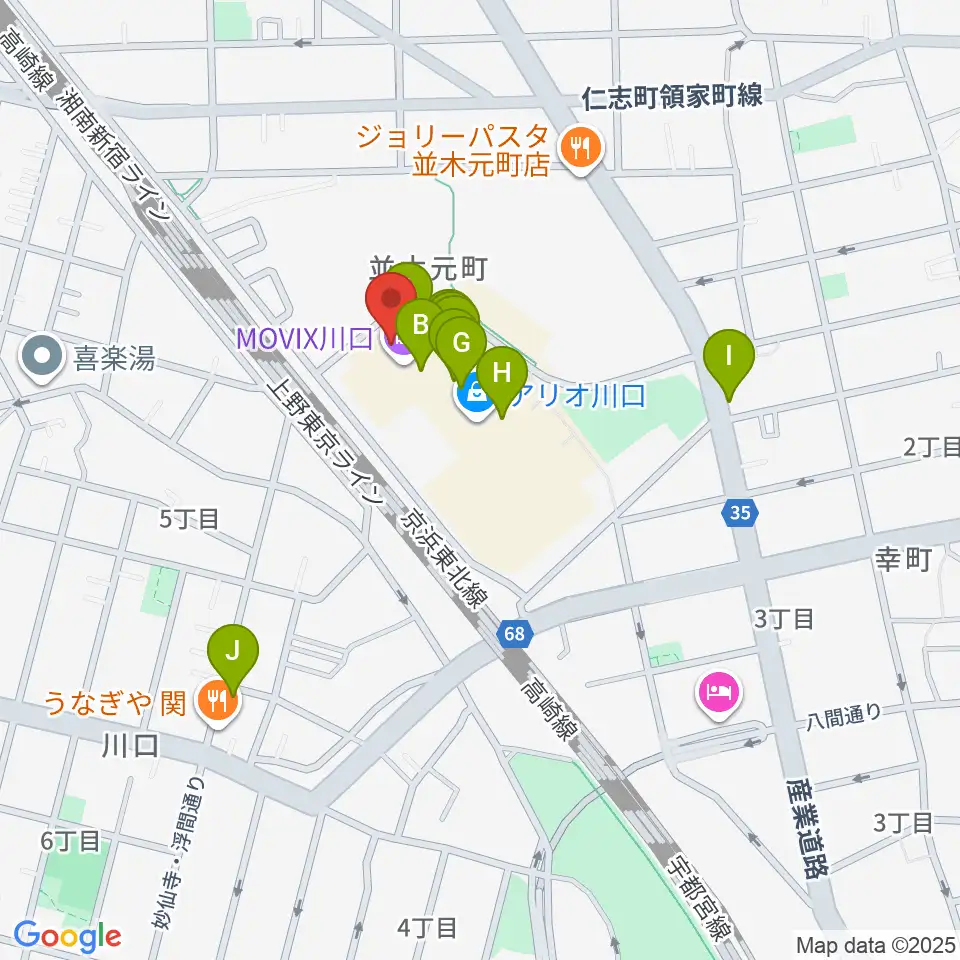 タワーレコード アリオ川口店周辺のカフェ一覧地図