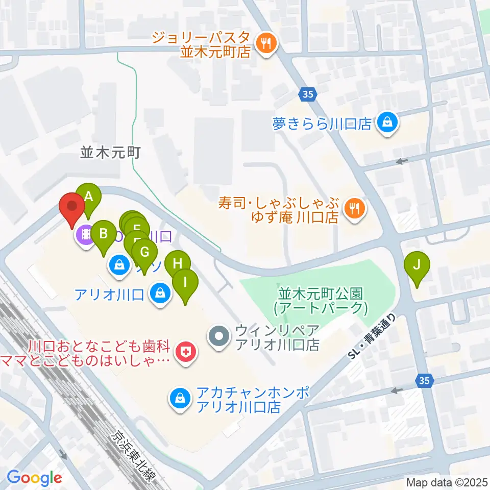 タワーレコード アリオ川口店周辺のカフェ一覧地図