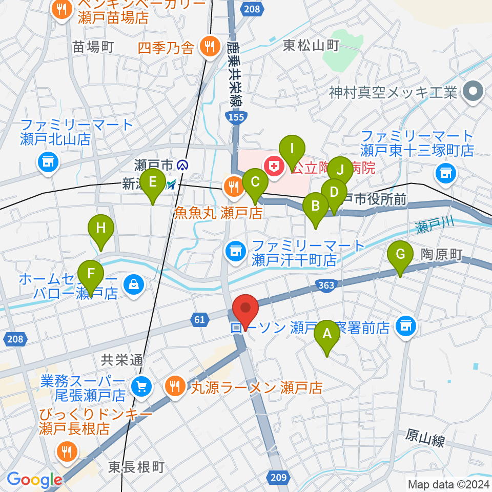 あんのんホール周辺のカフェ一覧地図