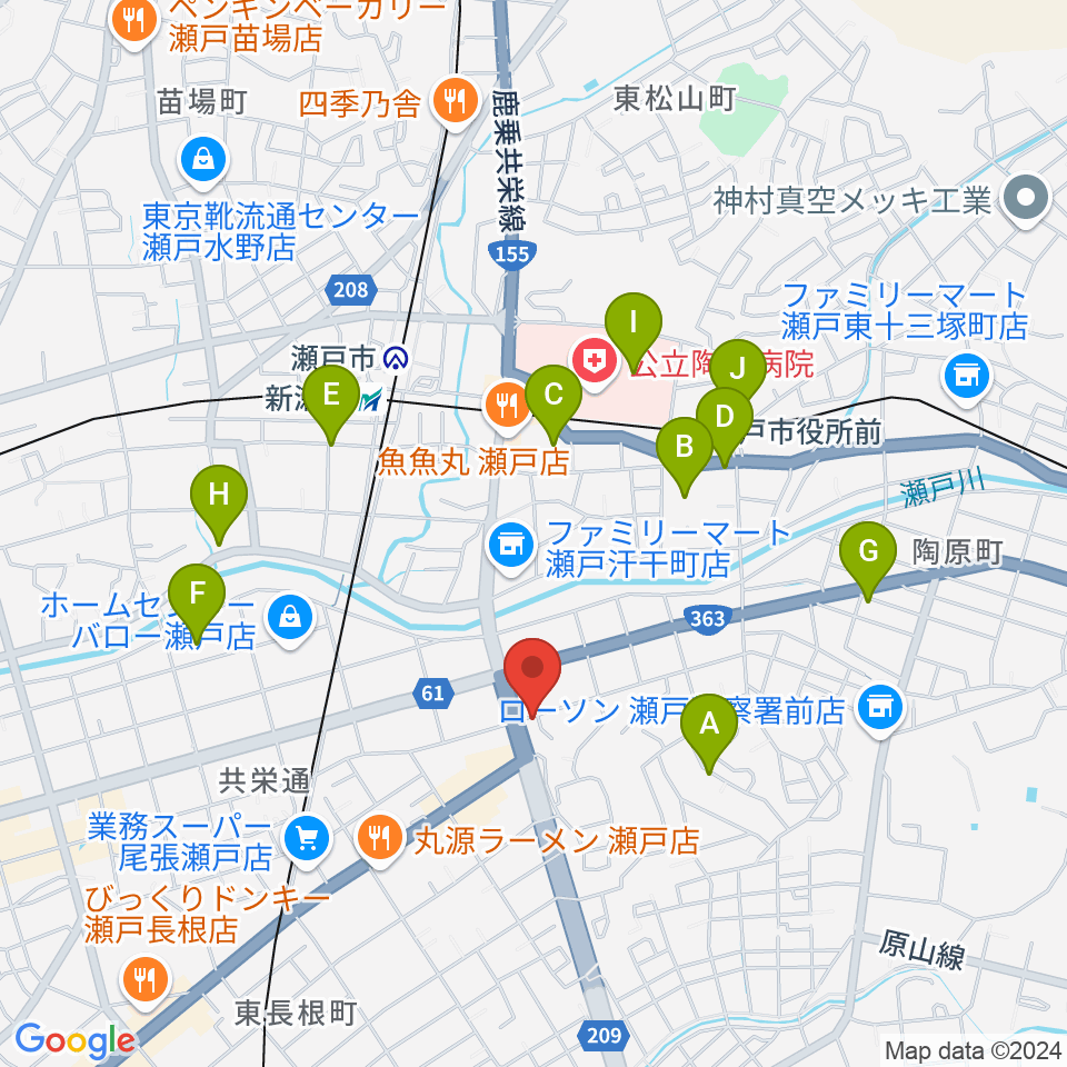 あんのんホール周辺のカフェ一覧地図