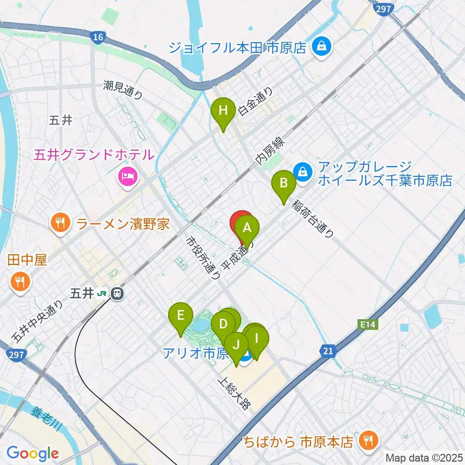あいカルチャー周辺のカフェ一覧地図