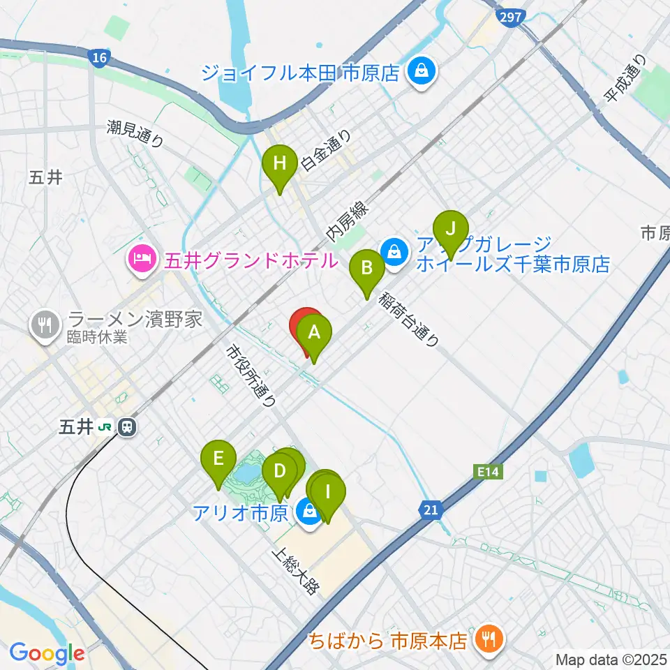 あいカルチャー周辺のカフェ一覧地図