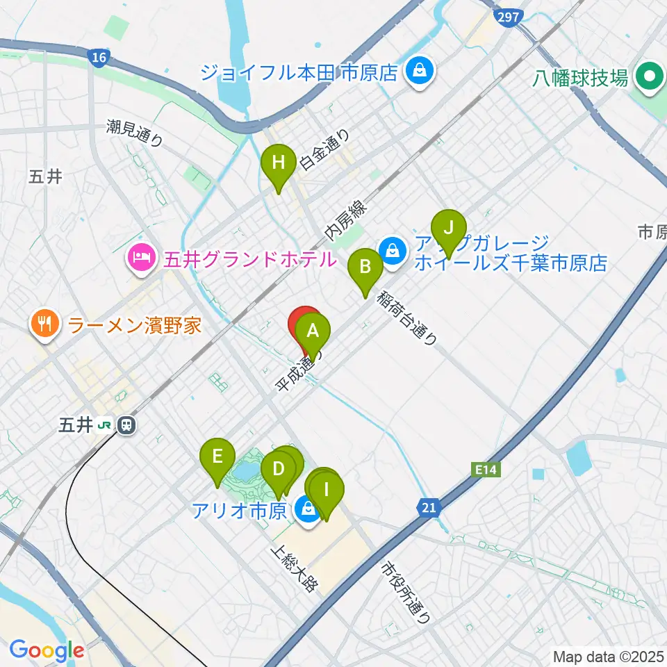 あいカルチャー周辺のカフェ一覧地図