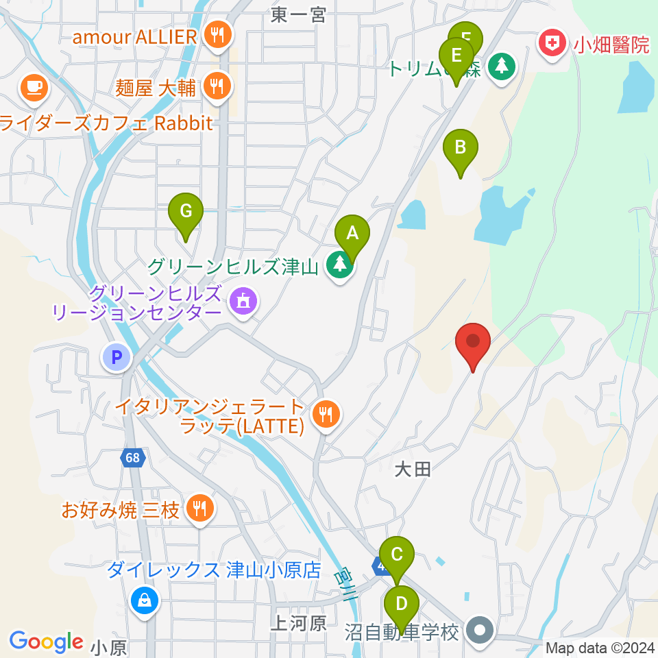 ピアノ工房アムズ周辺のカフェ一覧地図