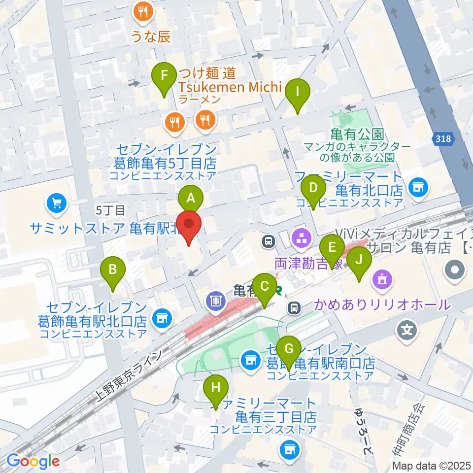 ラクシーボーカルスクール周辺のカフェ一覧地図