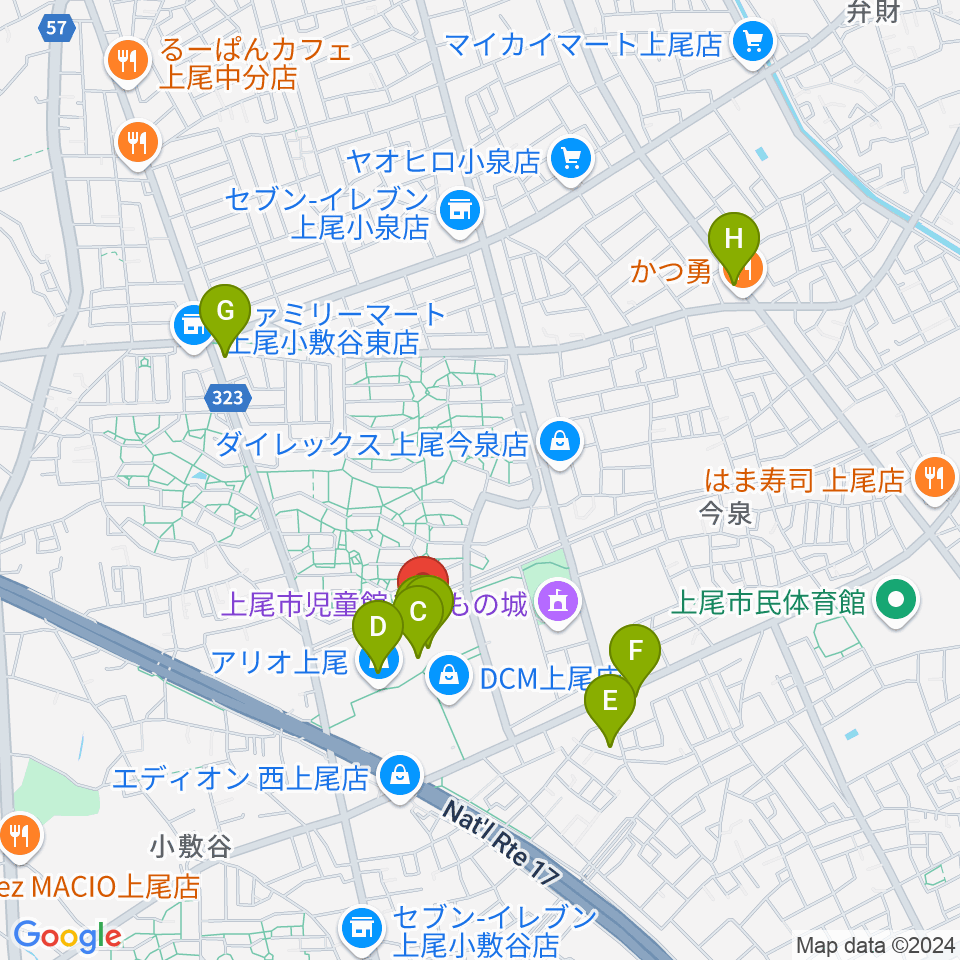 タワーレコード アリオ上尾店周辺のカフェ一覧地図