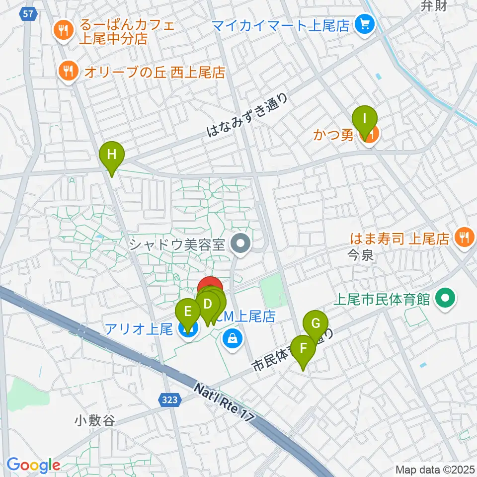 タワーレコード アリオ上尾店周辺のカフェ一覧地図