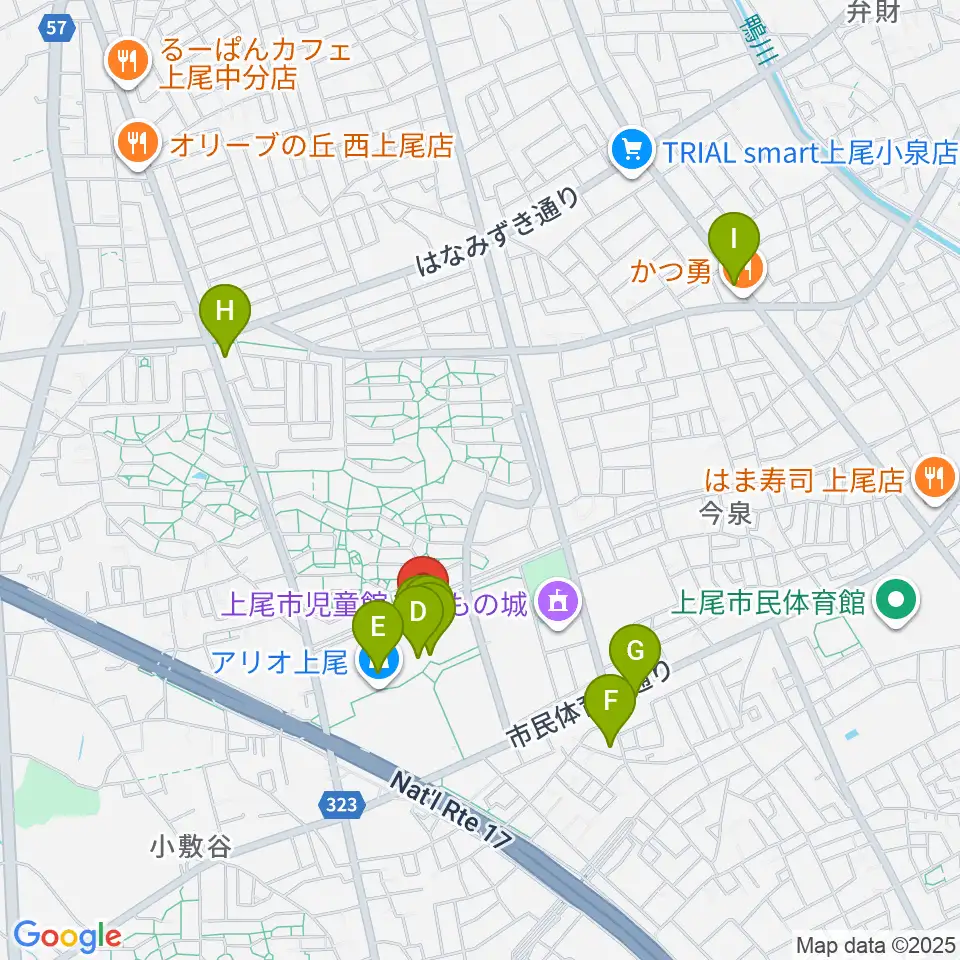 タワーレコード アリオ上尾店周辺のカフェ一覧地図