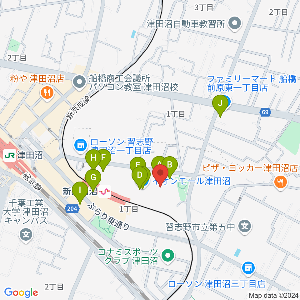 タワーレコード 津田沼店周辺のカフェ一覧地図