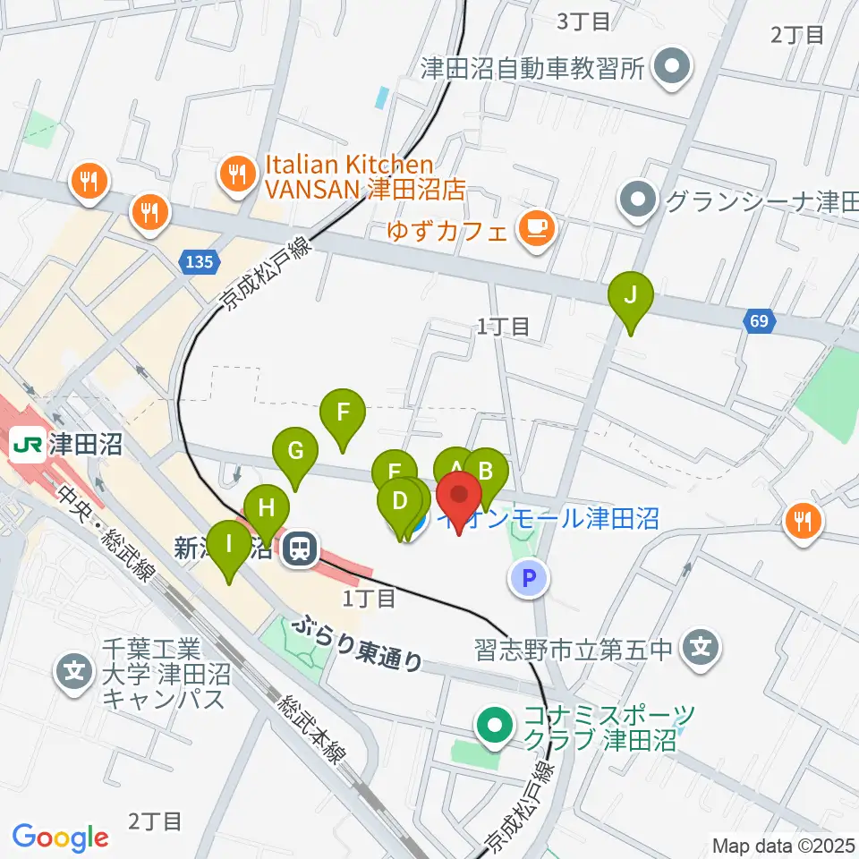 タワーレコード 津田沼店周辺のカフェ一覧地図
