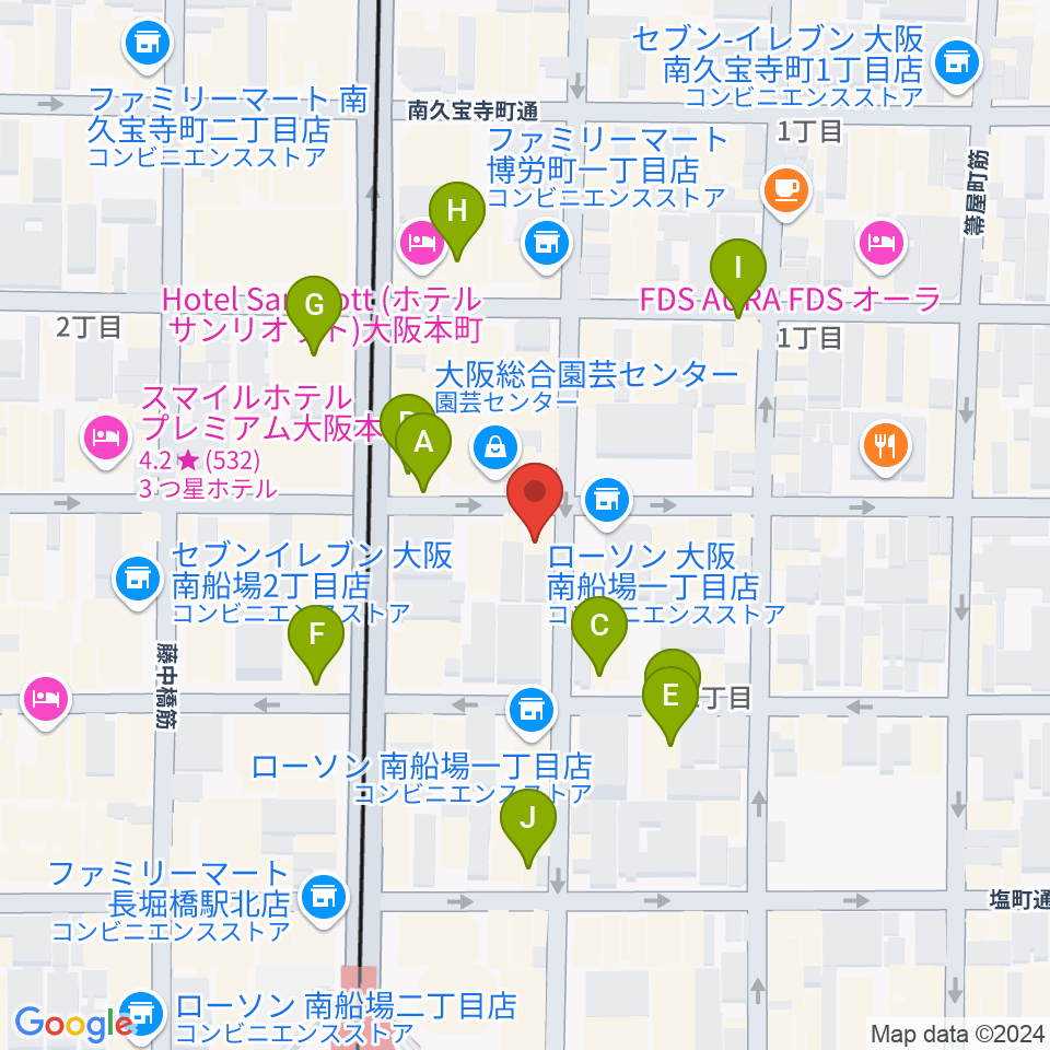 南船場CELL周辺のカフェ一覧地図