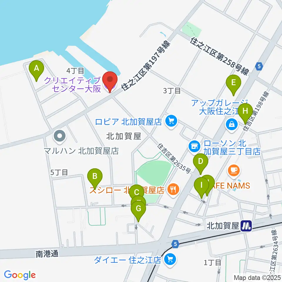 クリエイティブセンター大阪周辺のカフェ一覧地図