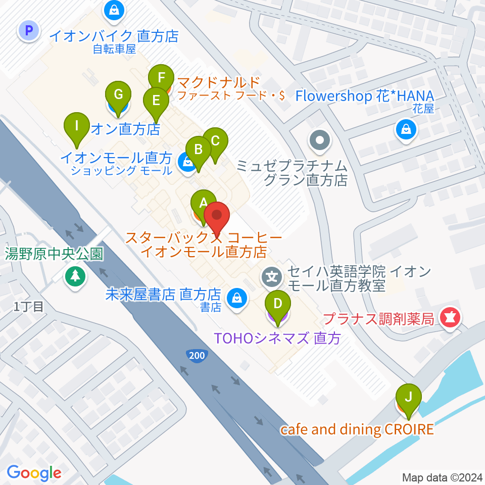 HMVイオンモール直方周辺のカフェ一覧地図