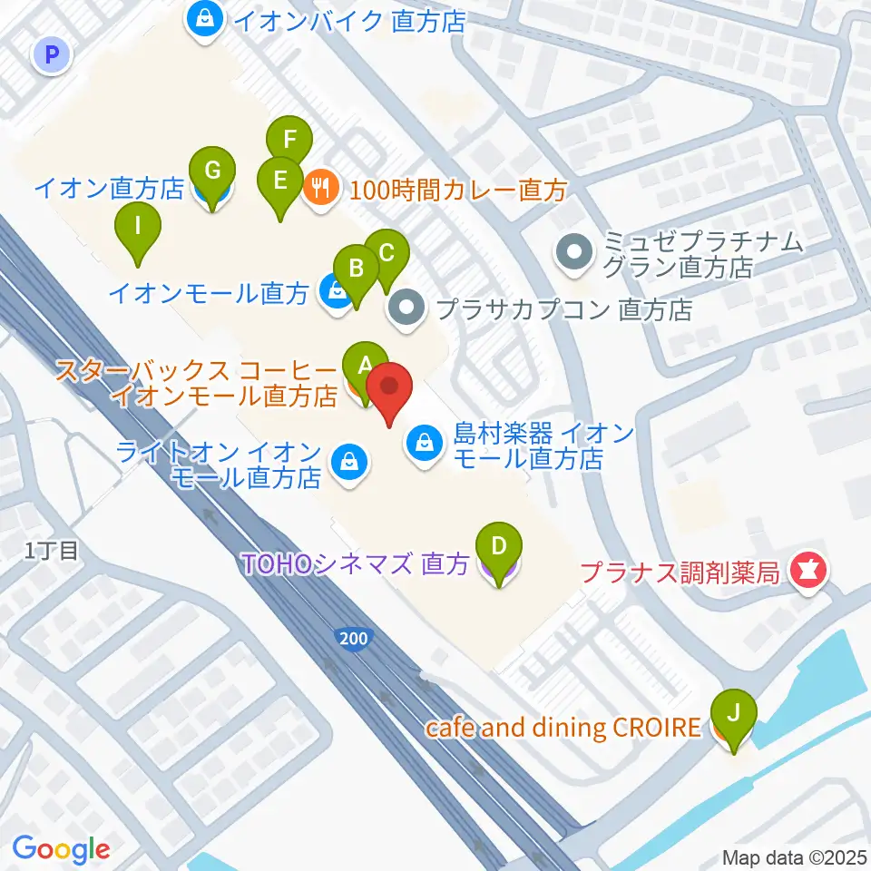 HMVイオンモール直方周辺のカフェ一覧地図